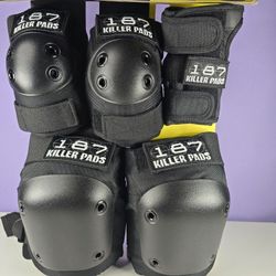187 Killer Pads Skateboarding Knee Pads, Elbow Pads, Wrist Guards,Six Pack, Size SM