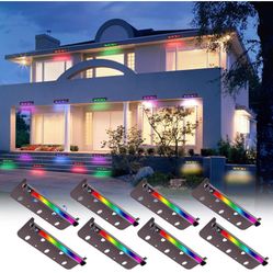 8 Packs 7inch 3W RGBW LED Hardscape Lightning 