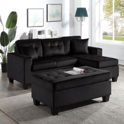 Naomi Black Velvet Sectional