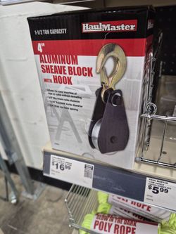 HaulMaster 4" Aluminum Sheave Block with Hook