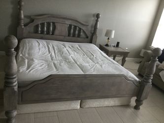 CALIFORNIA KING BED SET Solid Wood - two bed side tables