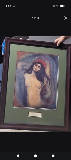 31" x 24" Framed Canvas Wall Art Print Of Edvard Munch "Madonna" Painting With Caption