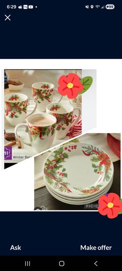 JUEGO DE 4 PLATOS Y 4 TAZAS PARA CAFÉ WINTER BARRY PRINCESS HOUSE 🌷 🌾