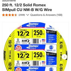 One Roll 12/2 Romex 250ft 