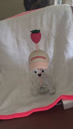 Pink glass bear cup