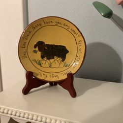 Vintage Pam Arm rust Folk Art Hand Painted Baa Baa Black Sheep Collectible Plate