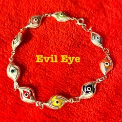 .925 Sterling Silver Evil Eye Bracelet 