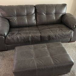 Dark Grey Sofa And Ottoman
