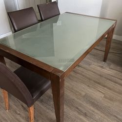 Glass Top Dining Room Table Set w/ Chairs 