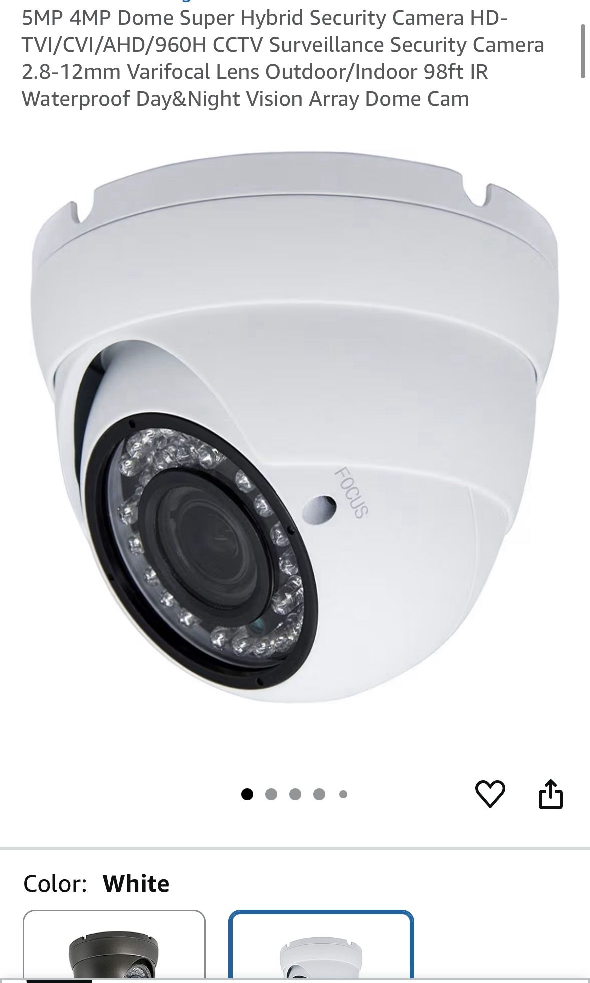 New. Marquis 4MP PoE IP Turret Dome Camera with Microphone/Audio, IP Security Camera Outdoor Rated, Waterproof IP66, 108° Wide Angle 2.8mm Lens 