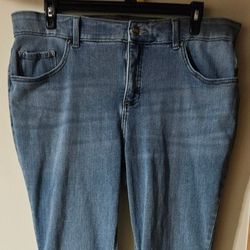 20W Womens LEE-light blue stretch "slim fit straight leg mid rise" Jeans #17