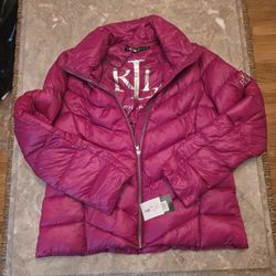 Ralph Lauren Womens Pink Puffer Jacket XL New 