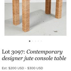 Contemporary designer jute console table