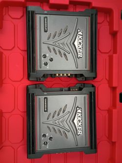 2 kicker 2ch amps 200.2 strong amps works great $180firm price pickup only serious buyers please yes it is available