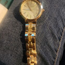 WOMEN'S GOLD TONE ANALOG ECLIPSE BRAND WATCH W/JADE CLOCK DISPLAY BACKGROUND