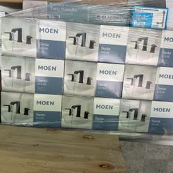 MOEN Genta 8 in. Widespread Double Handle Bathroom Faucet in Matte Black(Valve Included)