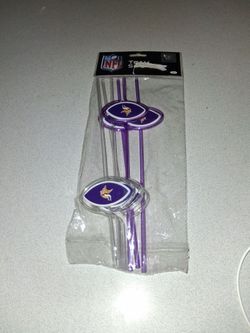 MINNESOTA VIKINGS 6 PACK REUSABLE SPORT STRAWS NEW FACTORY SEALED