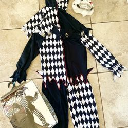 ~LIKE NEW Evil Jester Clown Spirit HALLOWEEN~Child XL 12-14