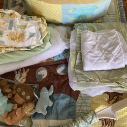 Crib Bedding, Mobile And Extras