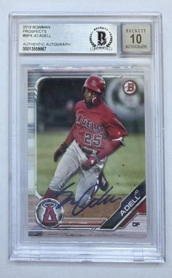 Jo Adell 2019 Bowman Autograph! Beckett Authenticated, 10 Grade Auto! Angels Star Outfielder