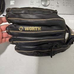 Vintage Worth Blue Dot BD5T-31 Baseball Softball Glove 5 Finger Black/tan