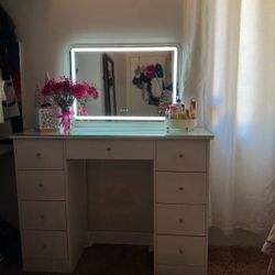 Glass Vanity Desk 