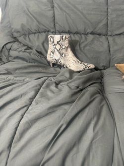Kitten heel snakeskin booties