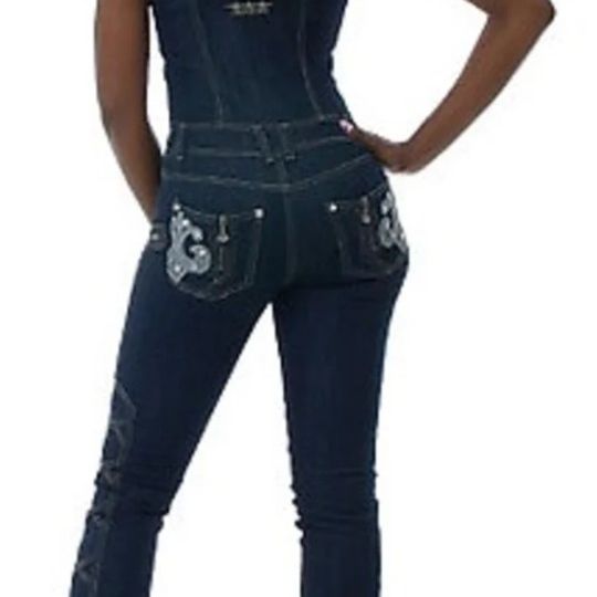 Dereon denim hooded jumpsuit. Brand new with tags. Women's size S.