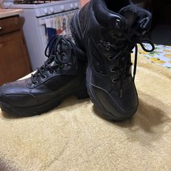 Black Steel Toe Boots With  Heel