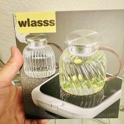 Wlasss Glass Pitcher For Hot & Cold Water, Factory Sealed 
