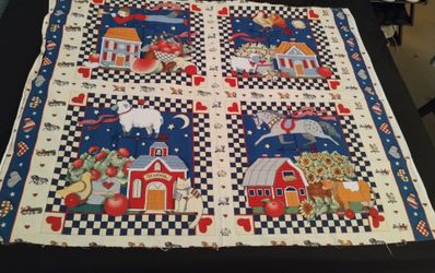 Barn animals fruits theme fabric panel