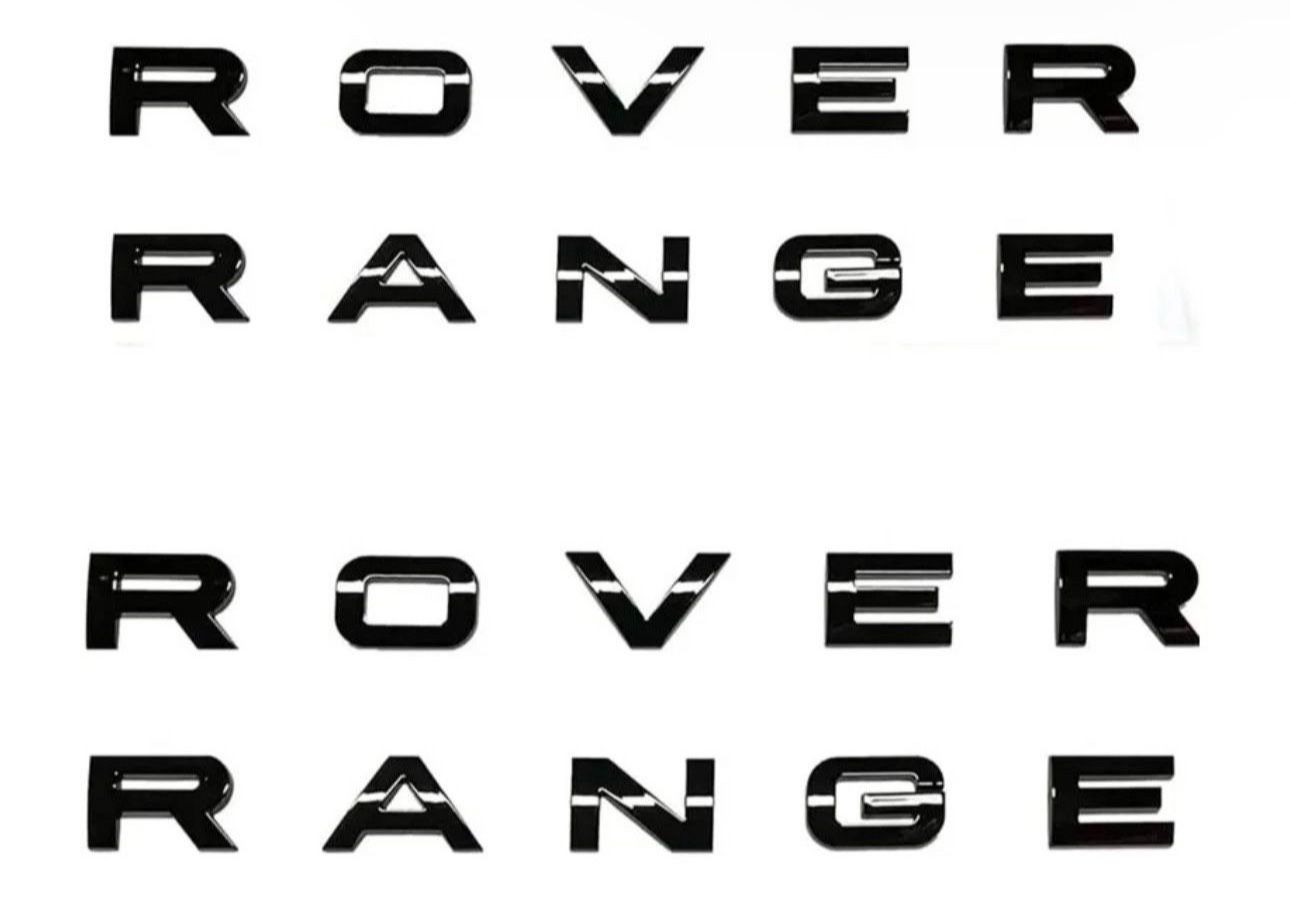 2pcs Front Hood / Rear Tailgate For Range Rover OEM Emblem Letters Badge Gloss Black