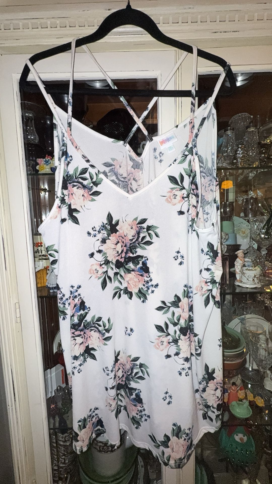 LuLaRoe Floral Daniella Cross-Back Camisole Tank Top - Woman’s Size 2XL