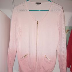 Womens Full Zip Sweater Size Large Pink Excellent Condition 