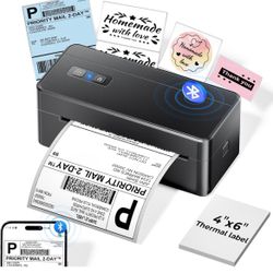 Bluetooth Thermal Shipping Label Printer, 4x6 Thermal Label Printer for Small Business, 2410BT Wireless Label Printers Compatible with iOS Android 