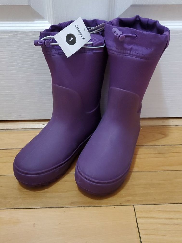 Cat & Jack Purple Snow Boots Girls Size 1