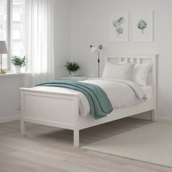 IKEA white wood twin bed frame