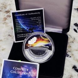 Meteorite Cosmic Fireballs Silver Coin .999 with Case & Cert