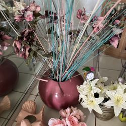 Floor Vase With Artificial Flowers