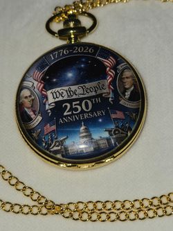 United States 250th Anniversary Commemorative Pocket Watch with Chain