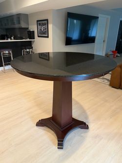 Round Granite Top Pedestal Pub Table