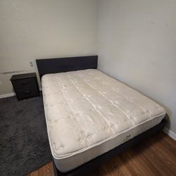 Queen bed matrees with Bed frame, 1 night stand, 1 small dresser