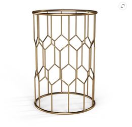Accent Side Table - Geometric Metal Wire Design - Gold - New