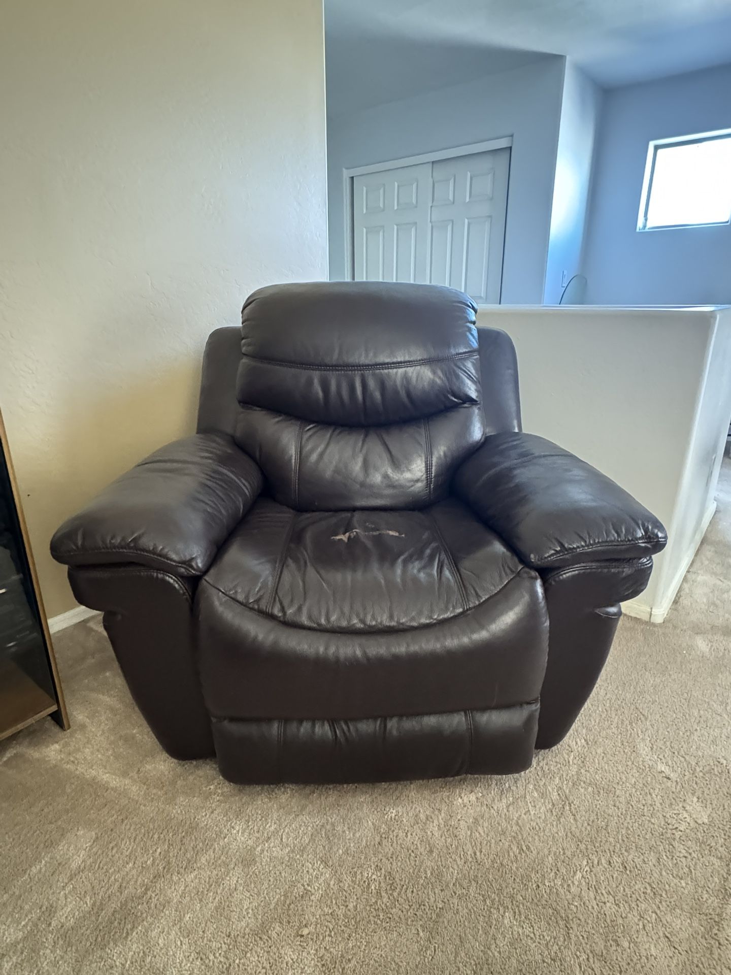 Dark Brown Leather Recliner Chair