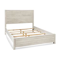 Full size White Wash Wood Panel Bed Frame