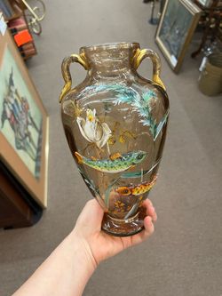 Uranium Glass Fish Vase by Ludwig Moser