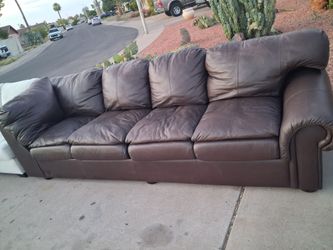 Brown leather sofa