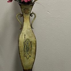 Vase And Blue Wooden Table 