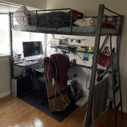 Free Twin XL Lofted Bunk Bed With Attached Desk 