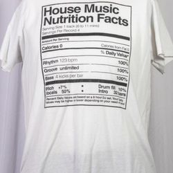 House Music Nutrition Facts Unisex Softstyle T-Shirt sz L - Underground Music